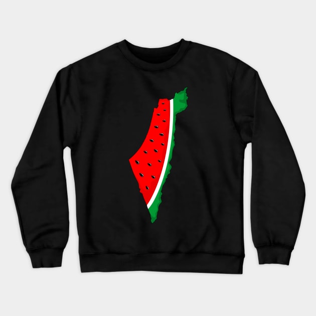 Palestine Map Watermelon Symbol of freedom Crewneck Sweatshirt by BluedarkArt